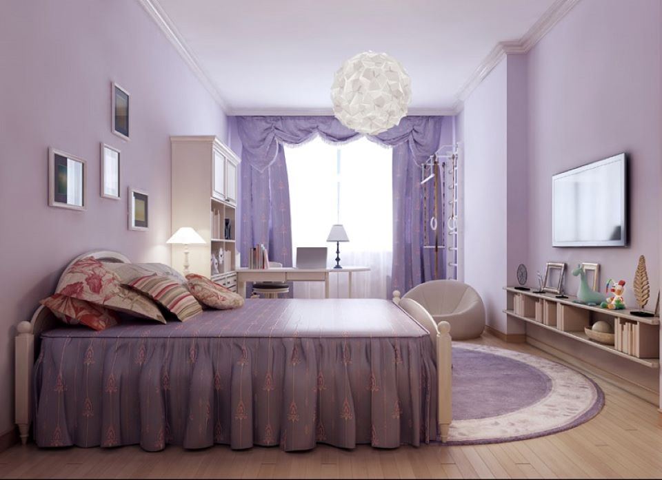 Phòng ngủ đẹp cho nữ màu tím nhẹ nhàng dễ thương