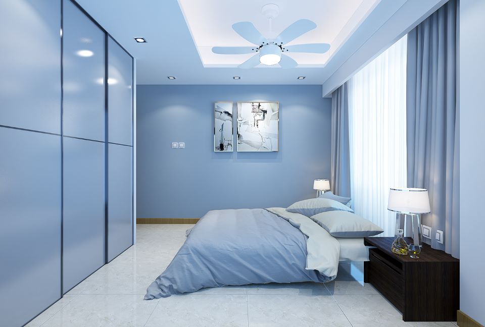Phòng ngủ đẹp cho nữ màu xanh dương tươi mát